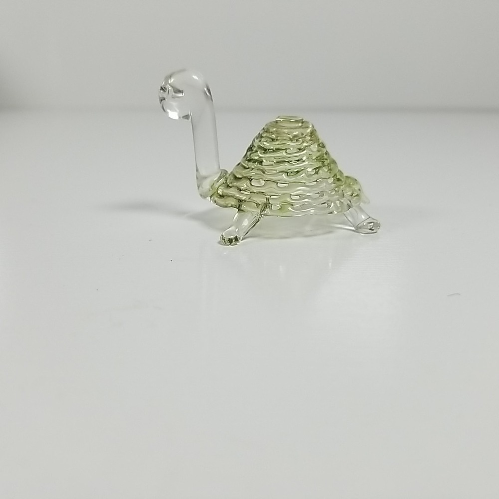 Vintage Spun Glass Green Turtle Figurine